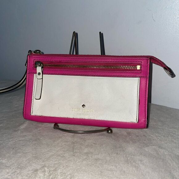Kate Spade Leather Wristlet/Clutch Pink/White - Picture 2 of 5